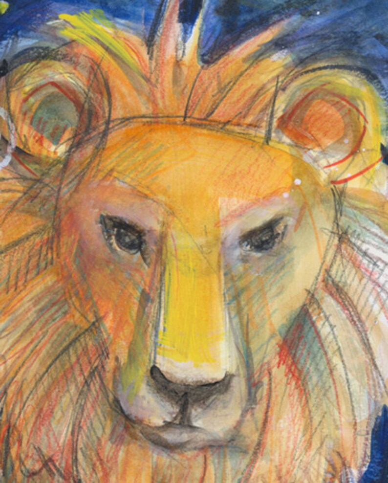 Lion Art courage reproduction of Mixed Media art by Vicki image 1
