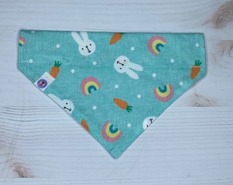 bunnies & rainbows premium over the collar dog bandana