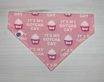 pink cupcake gotcha day premium over the collar dog bandana