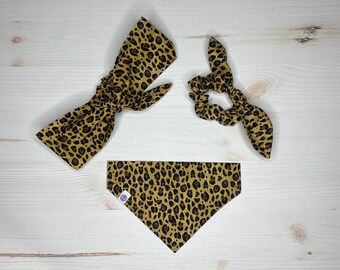 Geparden Print Artikel | über das Halsband Hundehalstuch | Hundemama Stirnband oder Scrunchie