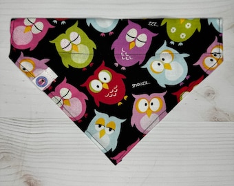 owl print items | over the collar dog bandana | dog mama headband or scrunchie