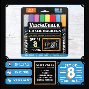 VersaChalk Neon Liquid Chalk Markers, Set of 8 5mm Tip image 2