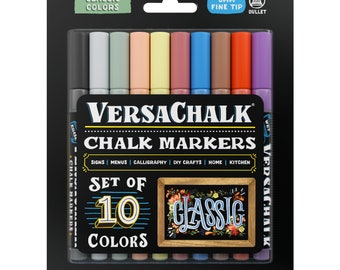 VersaChalk Classic Liquid Chalk Markers, Set of 10 - 3mm Tip