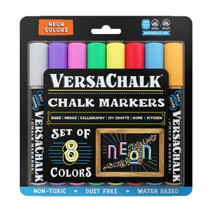 VersaChalk Neon Liquid Chalk Markers, Set of 8 5mm Tip image 1