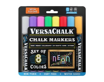 VersaChalk Neon Liquid Chalk Markers, Set of 8 - 5mm Tip