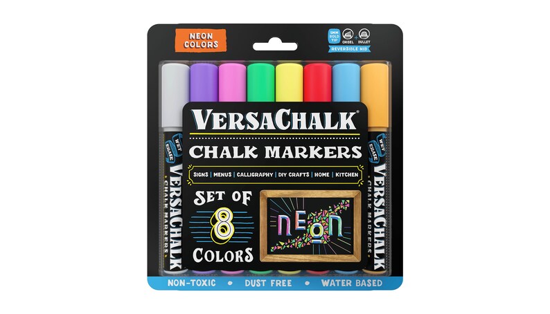 VersaChalk Neon Liquid Chalk Markers, Set of 8 5mm Tip image 1