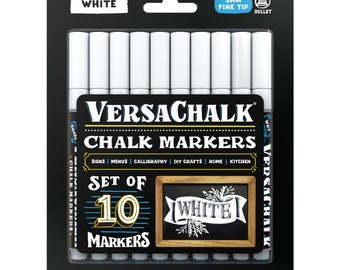 VersaChalk White Liquid Chalk Markers, Set of 10 - 3mm Tip