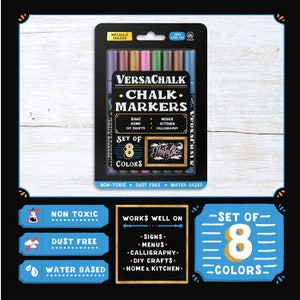 VersaChalk Metallic Liquid Chalk Markers, Set of 8 3mm Tip image 2