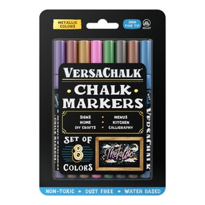 VersaChalk Metallic Liquid Chalk Markers, Set of 8 3mm Tip image 1