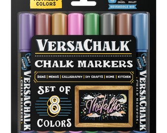 VersaChalk Metallic Liquid Chalk Markers, Set of 8 - 5mm Tip