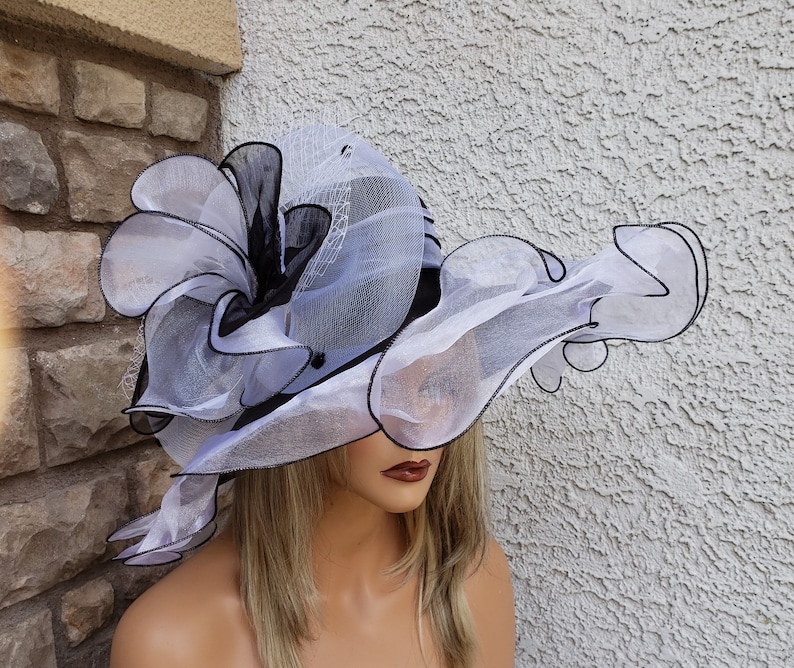 black white Kentucky derby hat 