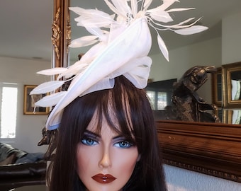 white fascinator feather fancy formal