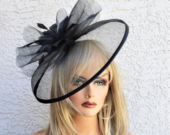 black Kentucky derby hat church hat wedding hat funeral hat