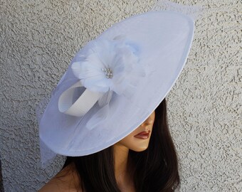 white fascinator classy wedding English saucer dress formal