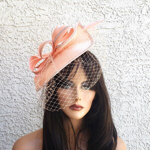 Peach Feather Fascinator - Etsy display picture 1