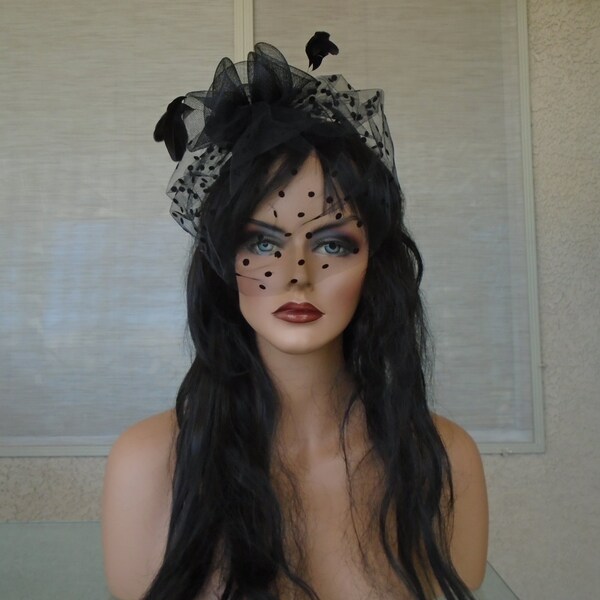 black fascinator veil