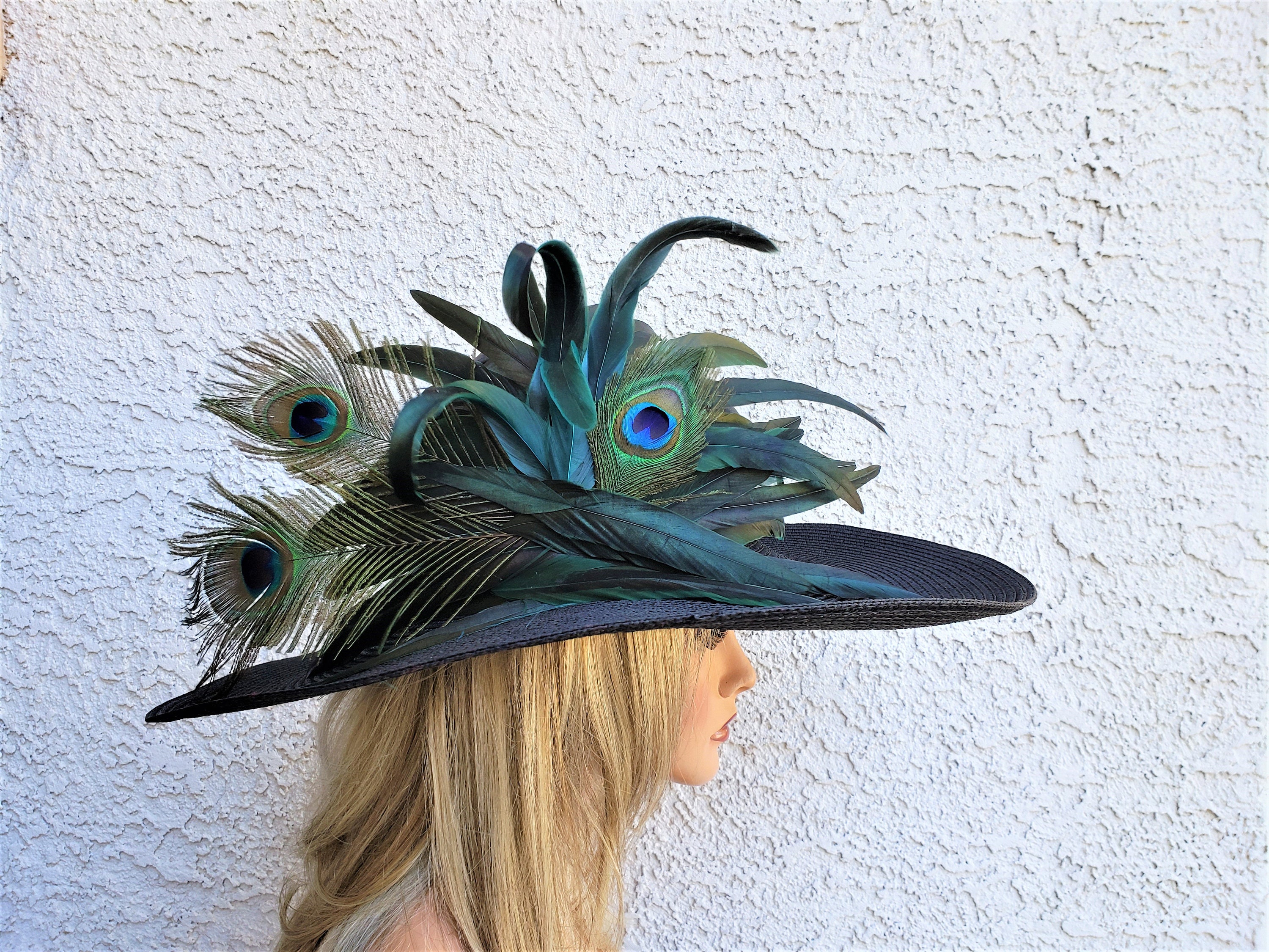 Peacock Feather Hat Dress Formal Fancy Etsy