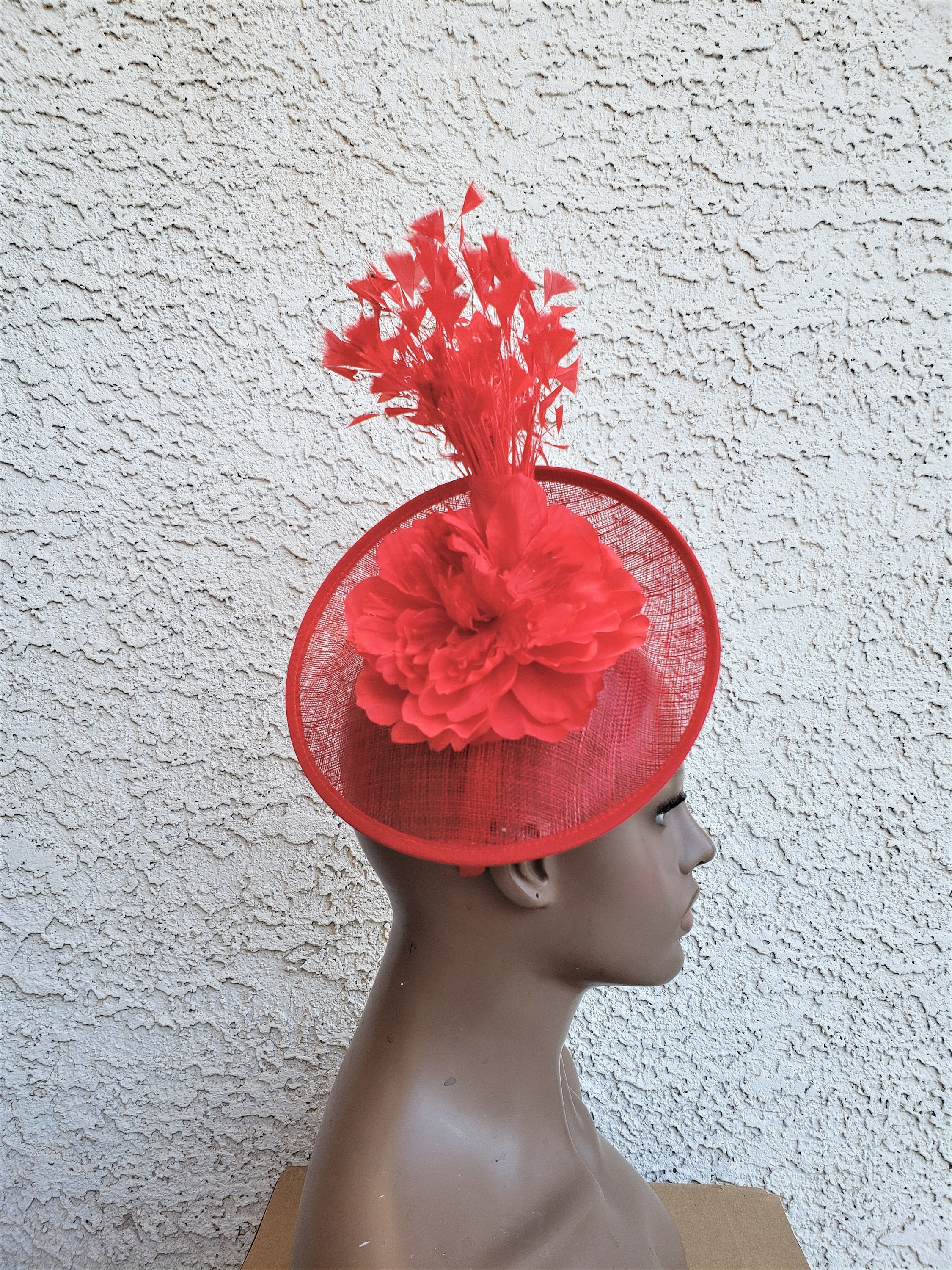 Red Feather Fascinator - Etsy display picture 2