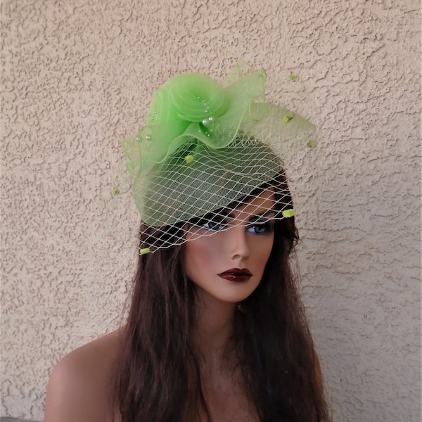 lime green fascinator dress formal fancy tea