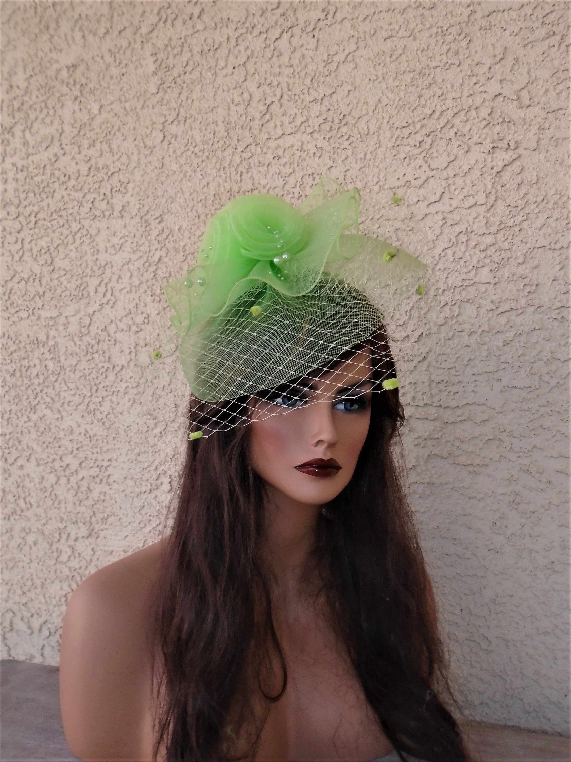 Lime Green Dress Hat - Etsy Lime Green Dress Hat - Etsy