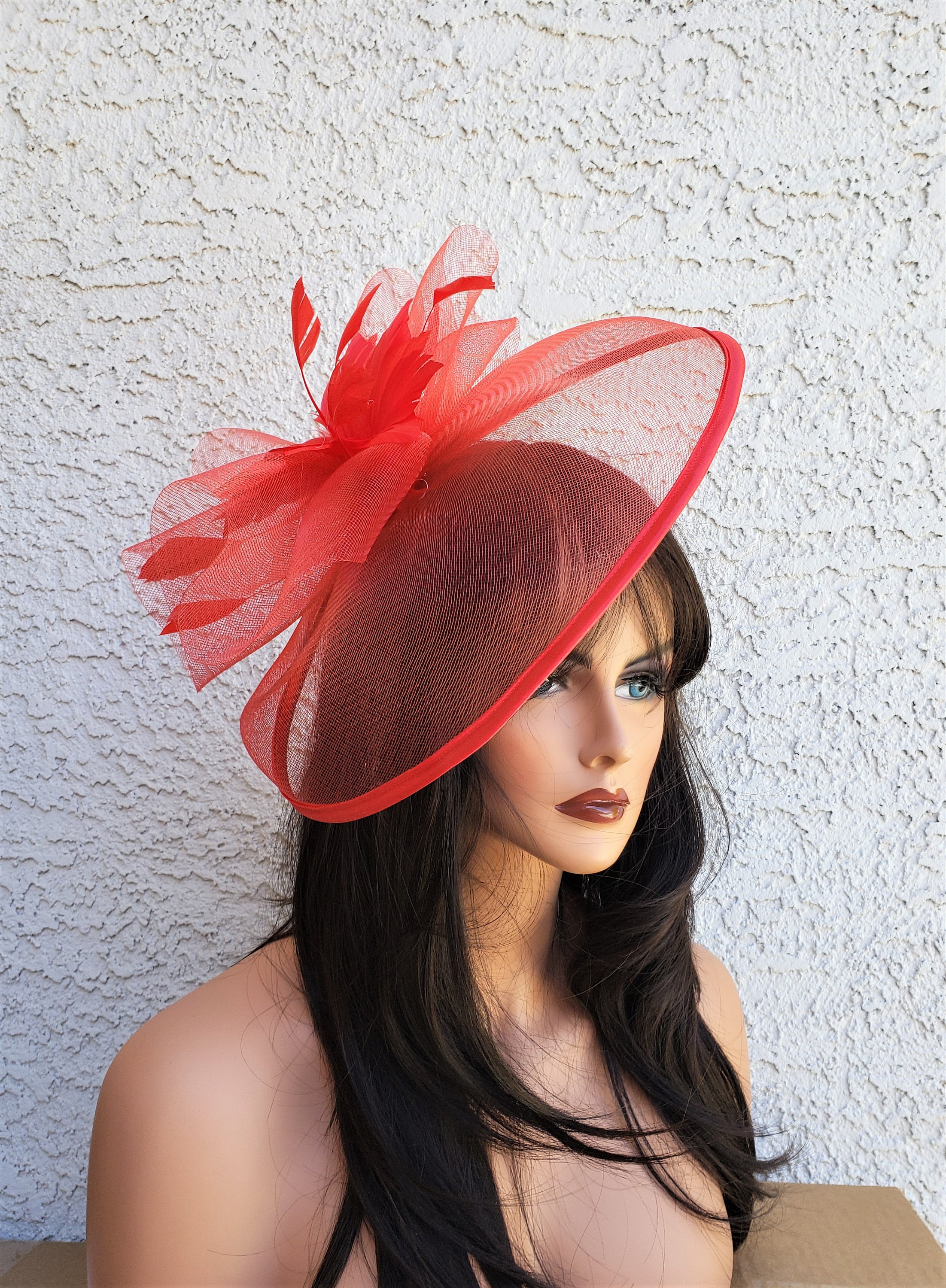 Fascinator Hat Veil Feather Red5 1940s Wine Red Burgundy Feather Birdcage Veil Felt  main image 3