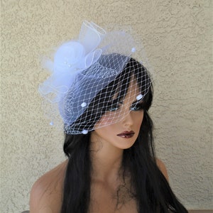 white veil fascinator