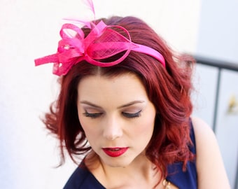 Fuchsia Pink Mini Fascinator hat Tea Party Hat Church Hat Kentucky Derby Hat Fancy Hat Pink Hat garden party hat for women formal event hat