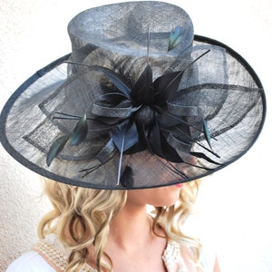 Derby Hut, Schwarzer Hut, Tea Party Hut, Form hat, Chruch Hat, Fashion Hat, Church Hat, Derby Hat, Wedding Hat, Funeral Hat Bild 3