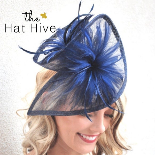 Navy Blue Fascinator, Womens Tea Party Hat, Church Hat, Wedding Hat, Church Fascinator, Derby Hat, Kentucky Derby Hat, English Hat,