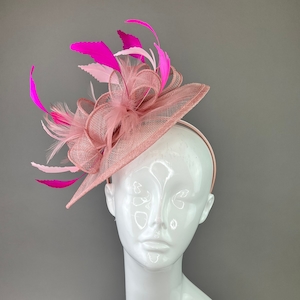 Shades of Pink Fascinator with fuchsia light pink Women&#39;s Tea Party fascinator Hat ladies Church Hat Kentucky Derby Hat wedding guest hat