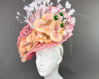 Flower Fascinator Pink Flower Fascinator. Wedding Fascinator  display picture 3