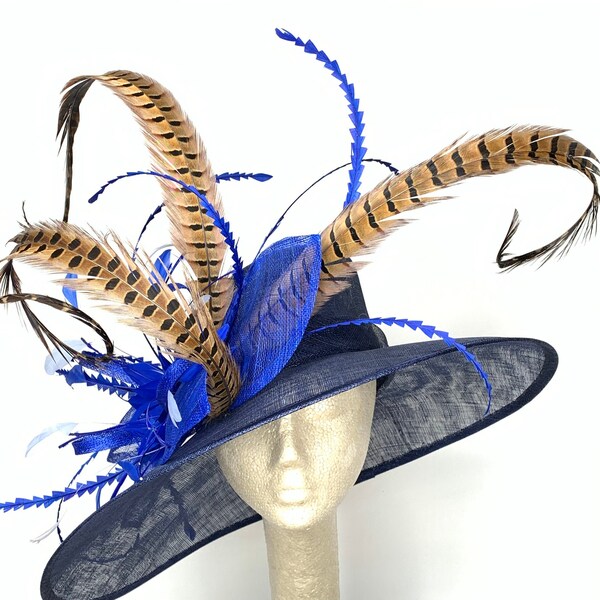 Navy & Royal Blue Kentucky Derby Hat, Fazantenverenhoed, Tea Party Hat, Blue Hat, Formal Hat, Fashion Hat, Church Hat, Derby Hat