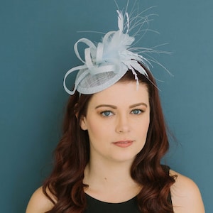 light Blue Fascinator for wedding headpiece for women Tea Party luncheon garden party baby shower fascinator derby themed party accessory