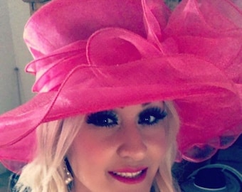 Pink Kentucky Derby Hat, Church hat, Tea Party Hat, Pink Hat, Formal Hat, Fashion Hat, Church Hat, Derby Hat