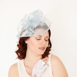 light blue fascinator Tea Party Hat Church Hat Derby Hat Fancy Hat something blue bridal shower tea party gift for mom to be baby blue hat