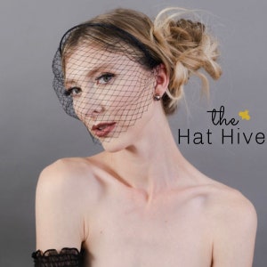 Black Veil on headband , Tea Party Hat, Bridal wedding hat, Formal Hair Piece, Woman's Hair Clip, Women's Tea Party Hat