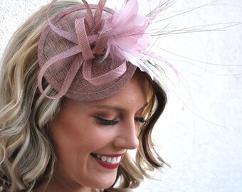 9433 Fascinators Hat For Women Pink Tulle Tea Party Headband With Feather KalluliCC Fascinators Hat for Women Pink Tea Party Derby  main image 3