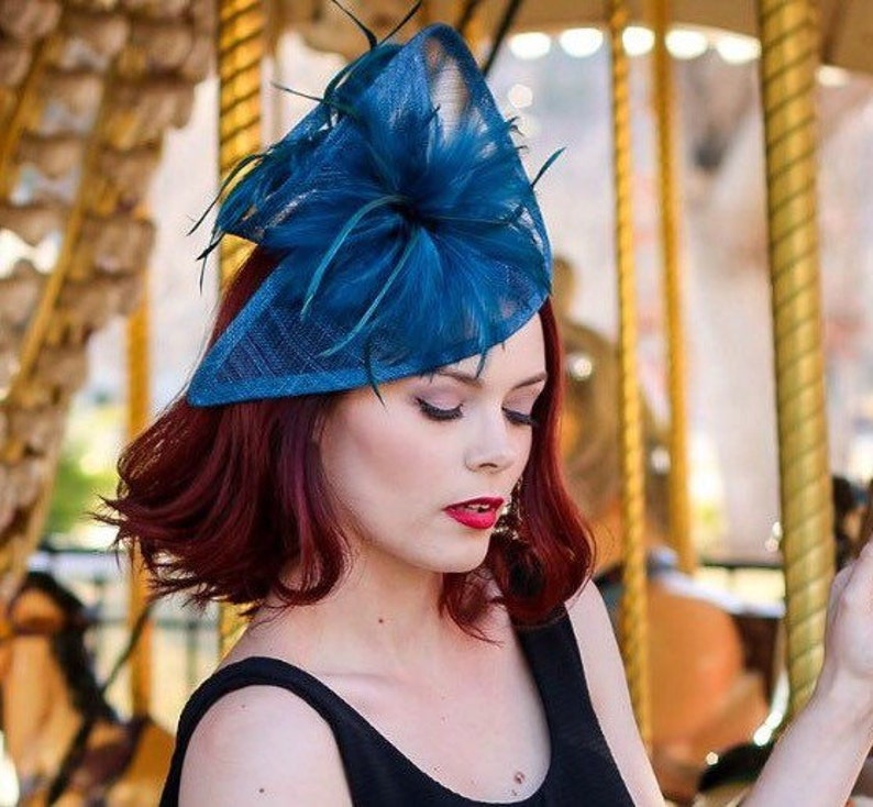 Teal Fascinator for Women Kentucky Derby Hat Tea Party Hat Etsy