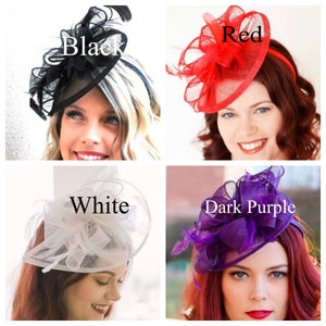 Bibis bleu marine sur le serre-tête, modèle : The Kenni , chapeau de fête du thé pour femme, chapeau derby, chapeau fantaisie, chapeau de mariage, mode Kentucky Derby Dark Purple