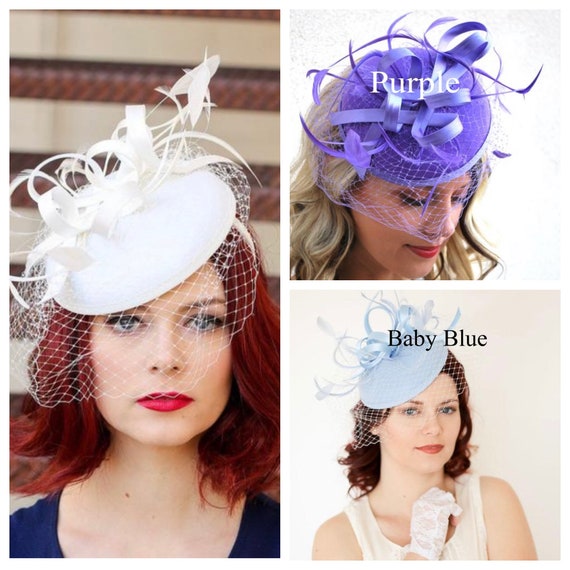 Red Fascinator With Veil on Headband Tea Party Hat for  display picture 3