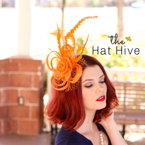 Women Organza Church Tea Party Hats Floral Orange Women main image 2