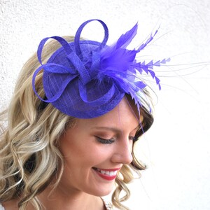 Royal Purple Fascinator, Tea Party Hat, Church Hat, Kentucky Derby Hat, Fancy Hat, British Hat, Wedding Hat Plum Purple Fascinator image 2