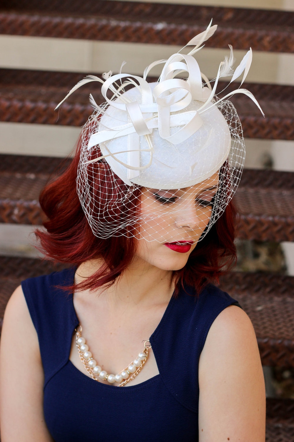 1422 Tea Party Fascinator Hat For Women Veil Kentucky Headwear Wedding Tea Party Fascinator Hat For Women Veil Kentucky Headwear  main image 3