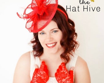 Red Fascinator, Tea Party Hat, Church Hat, Kentucky Derby Hat, Fancy Hat, Red Hat, Tea Party Hat, wedding hat, Red Fascinator, womens hat