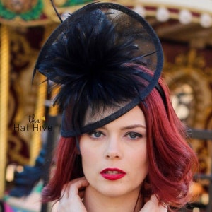 Black Fascinator hat Womens Tea Party Hat  Derby Hat Fancy Hat Black Hat for womens cocktail party formal event headpiece funeral hat