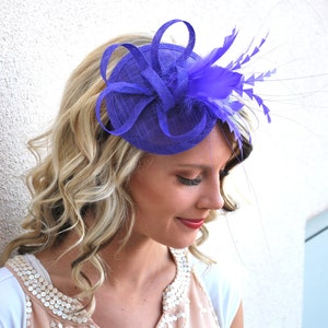 Royal Purple Fascinator, Tea Party Hat, Church Hat, Kentucky Derby Hat, Fancy Hat, British Hat, Wedding Hat Plum Purple Fascinator image 3