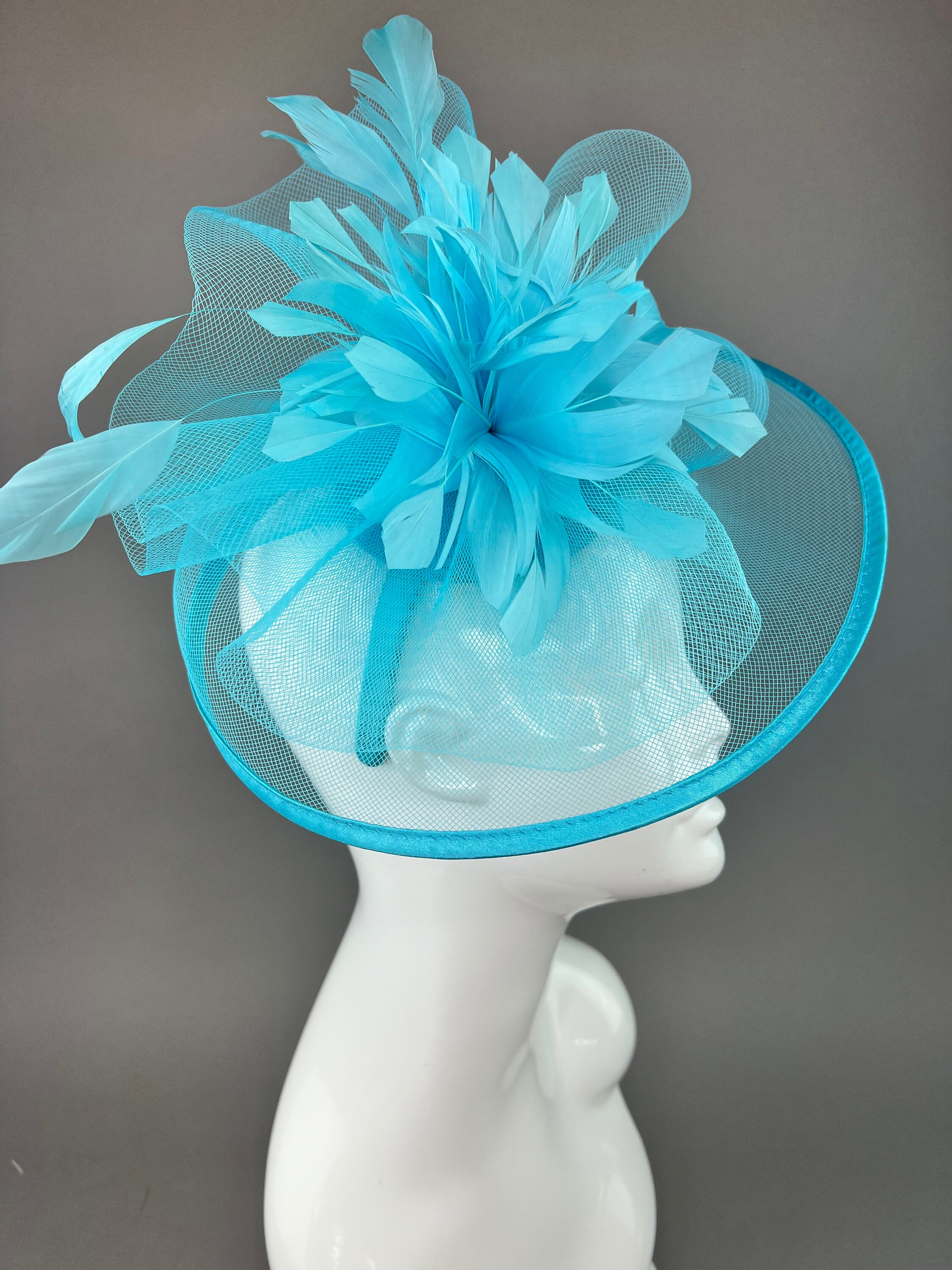 Exquisite Beloved Millinery Turquoise Feather Fascinator Brooch Derby Tea Brunch Just over 4 days until the Kentucky Derby ?? 4x Featured  main image 3