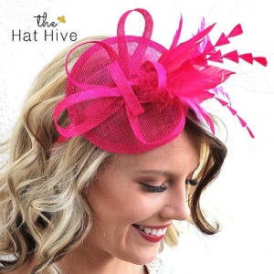 Fuchsia Pink Fascinator Hat for Women Garden tea Party Hat Kentucky Derby fascinator Headband Millinery Wedding hat for guest mini hat