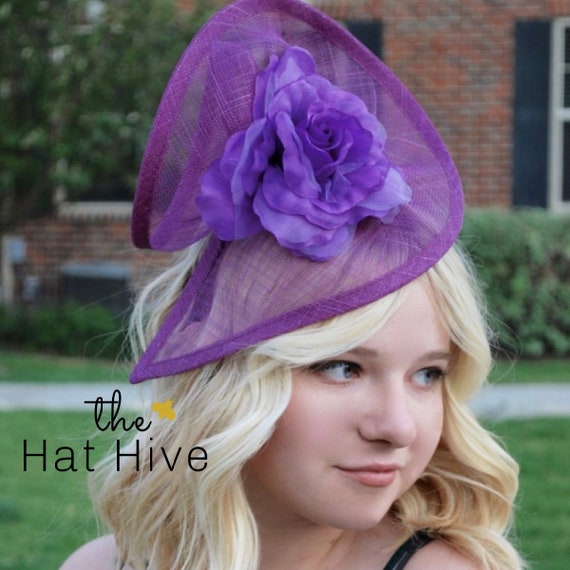 Purple Fascinator Tea Party Hat Church 