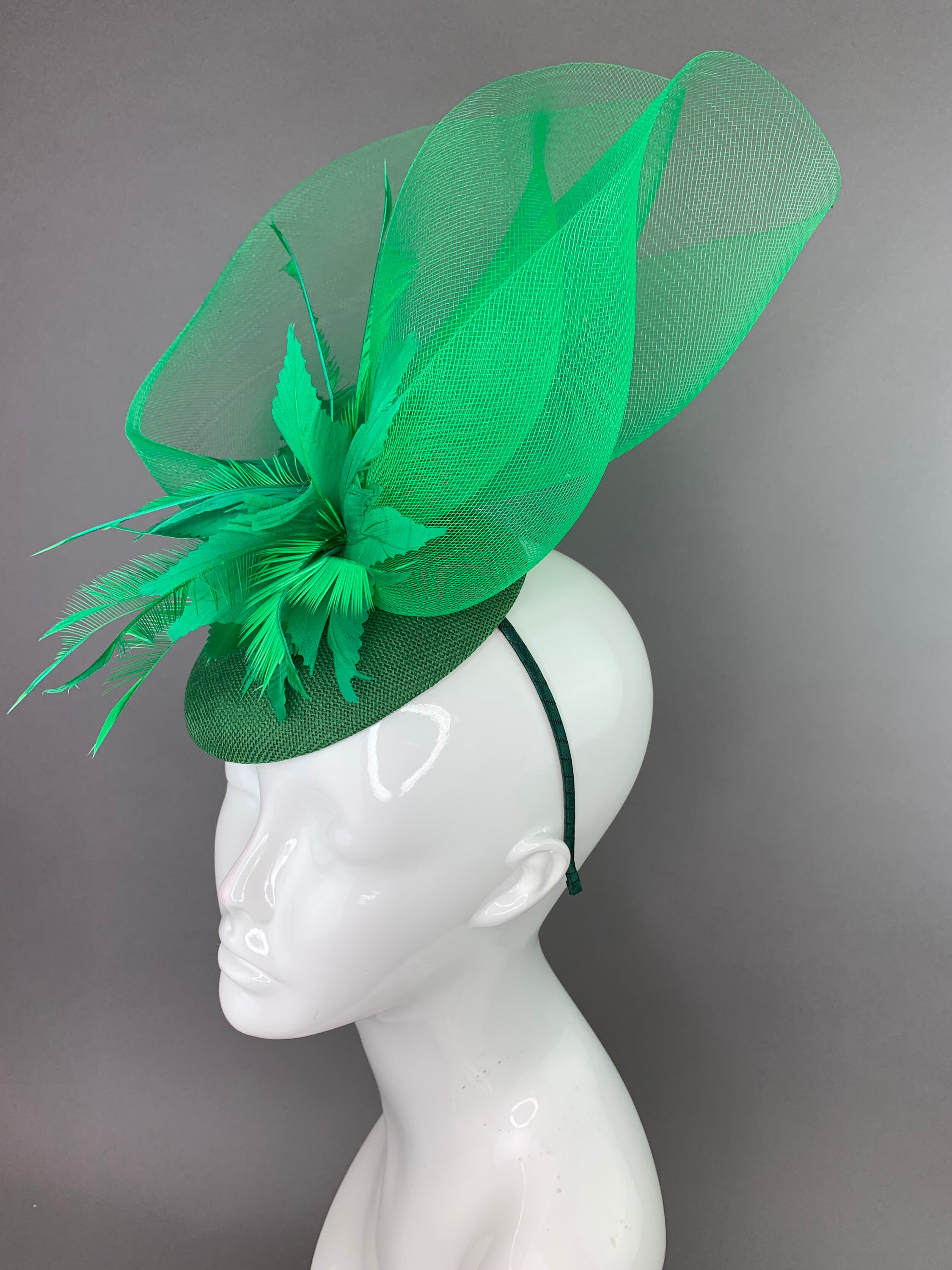 Emerald Green Fascinator Crinoline 